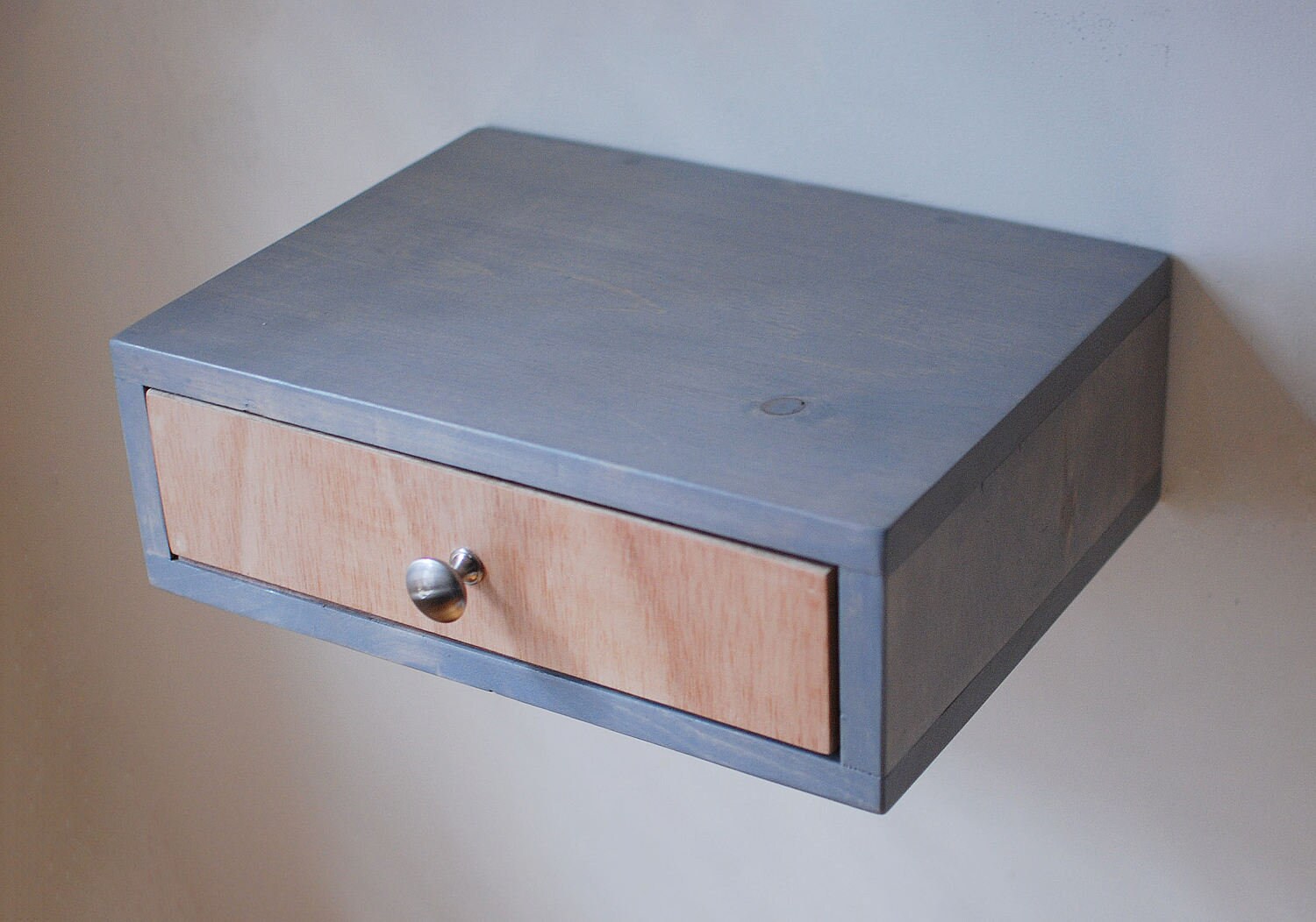 Floating Bedside Table with Drawer Gray
