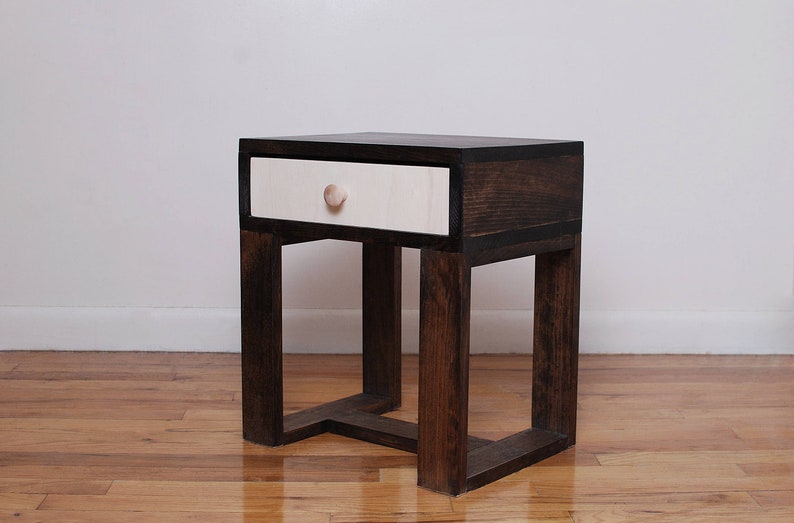 Small Nightstand Modern Table Rustic Side Bedside Reclaimed Wood End With Drawer Dark Walnut Raw
