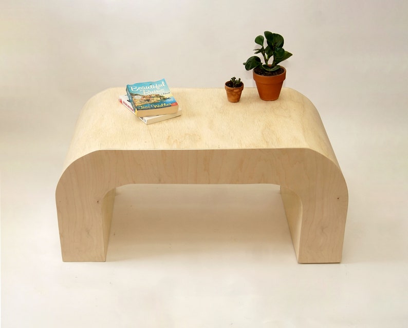 Curved Coffee Table, Horseshoe Coffee Table, U shaped coffee table, Modern simple rounded table Natural image 6