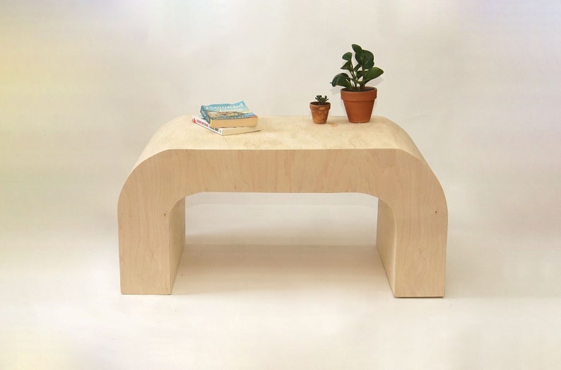 Curved Coffee Table, Horseshoe Coffee Table, U shaped coffee table, Modern simple rounded table Natural image 2