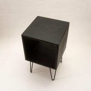 Simple Nightstand, Side table with Hairpin metal legs, Reclaimed Pine Wood Black image 9