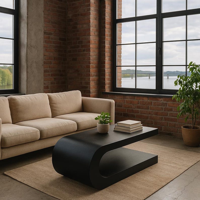 Modern Crescent Curve Table - Stylish Half Moon Shape in Sleek Black ...