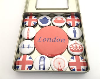 London England Magnet Set, El imán central se puede personalizar