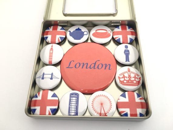 London England Magnet Set, Center Magnet can be Personalized