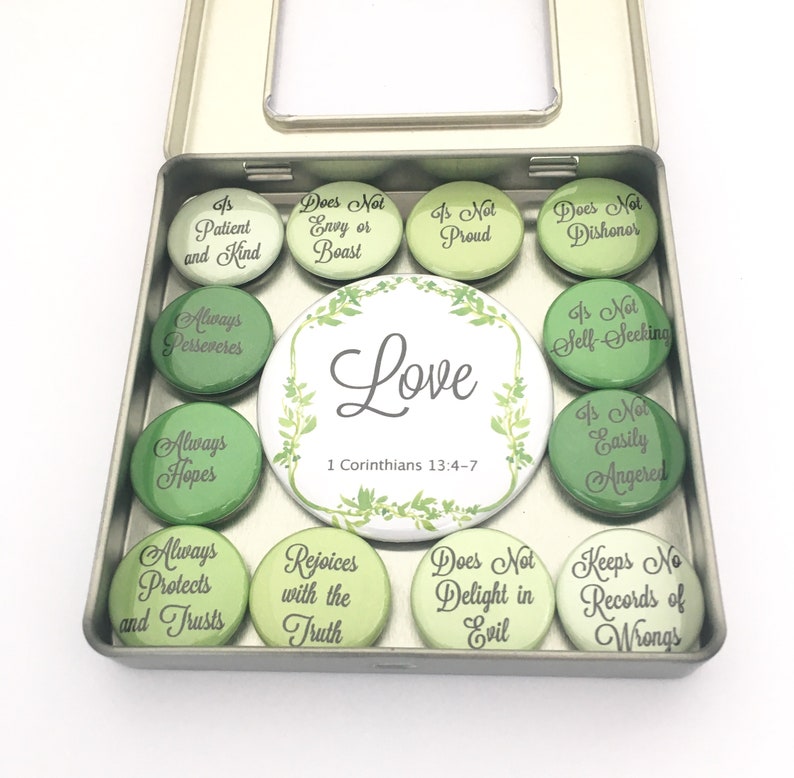 Corinthians "Love Is" Magnet Set, Background color can be customized image 1