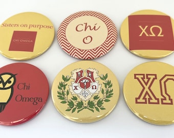 Chi Omega Pocket Mirrors, Magnets and Pins