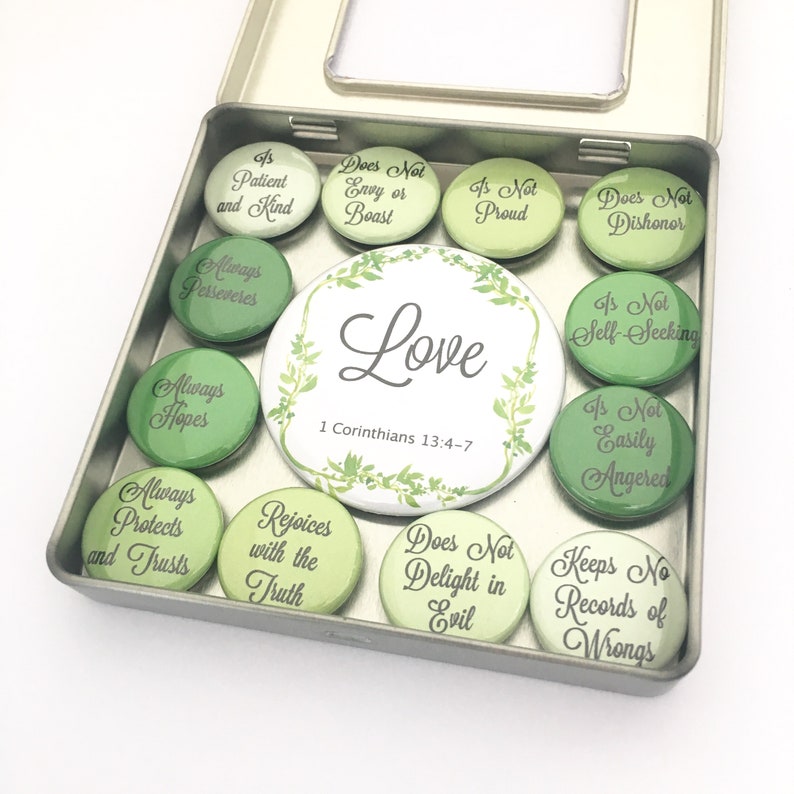 Corinthians "Love Is" Magnet Set, Background color can be customized image 2