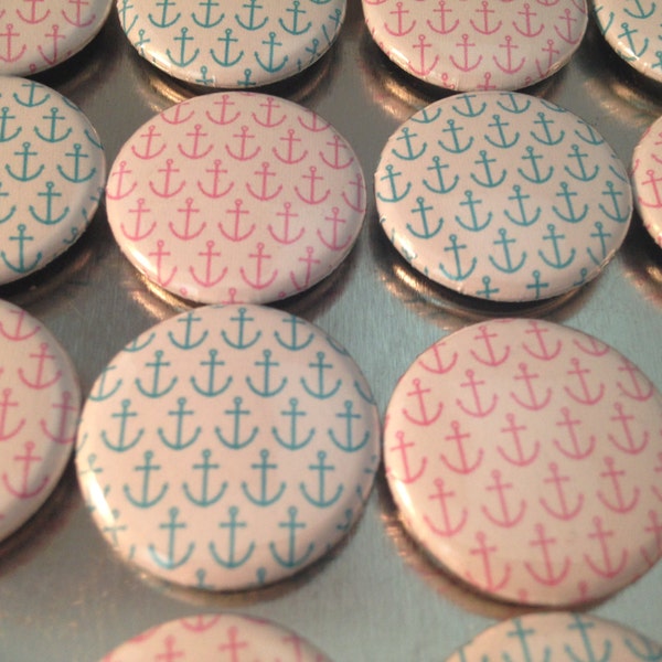 Pink and Teal Anchor Magnet Set