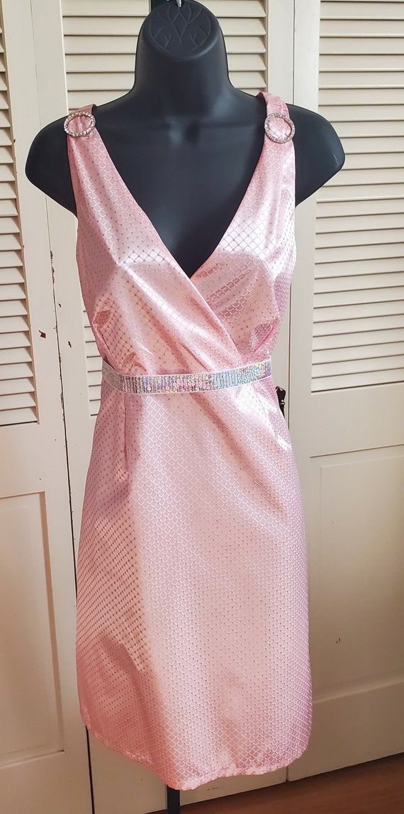 pink cross front dress Pink Cross Front Keyhole Top Beaded Fringe Mini Dress