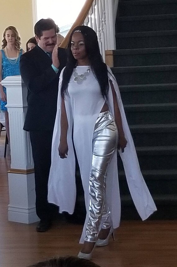 silver evening pants