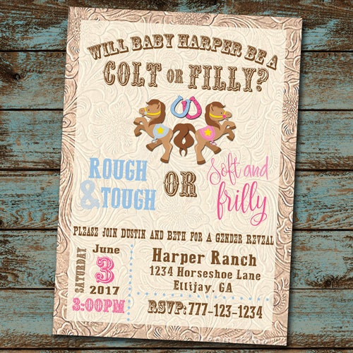 Colt or Filly Gender Reveal Gender Reveal Party Invitation Etsy