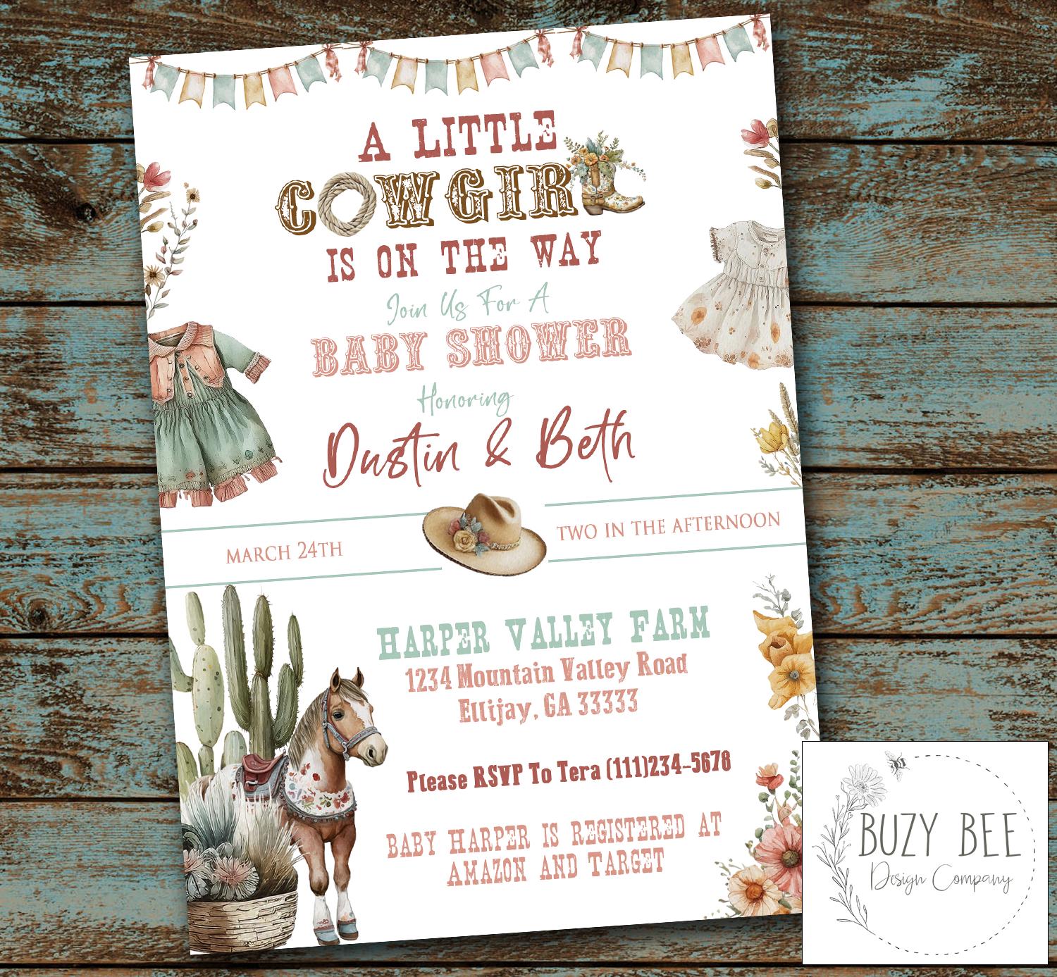 Cowgirl Baby Shower, Cowgirl Invitation, Cowgirl Baby Shower Invitation, Western Boho, Baby Shower, Shower Invitation Digital File DIY