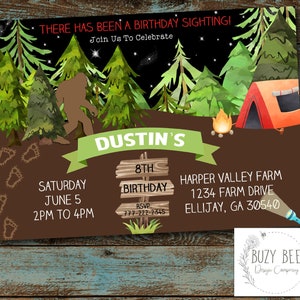 Big Foot Birthday Invitation, Sasquatch Birthday, Boy Birthday, Older Boy Birthday, Birthday Invitation, Printable, Digital File DIY