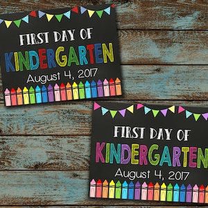 First Day Of School Sign - Printable - First Day of School Chalkboard - Boy or Girl Kindergarten Chalkboard poster - 1st day Back to School