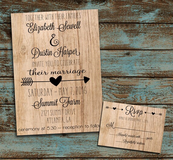 Rustic Wedding Invitation Printable Wedding Invitations Etsy