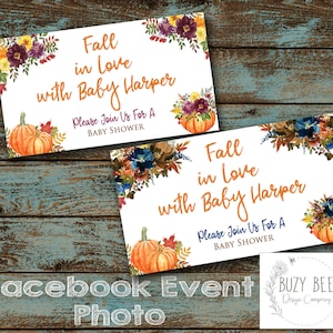 Fall In Love Baby Shower Facebook Event Photo, Pumpkin, Fall In Love With Baby,  Baby Shower, Facebook Event Cover - Digital File