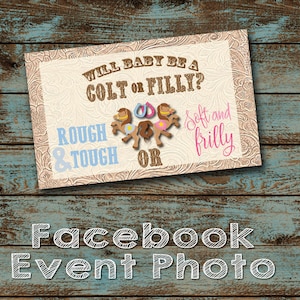 Colt or Filly Gender Reveal Facebook Event Header Image - Horse Gender Reveal - Boy or girl Cover Photo - Facebook Cover Photo Digital File