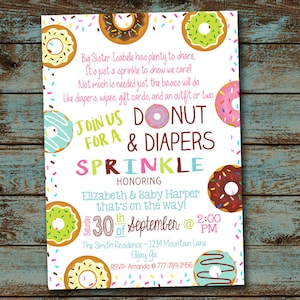Baby Sprinkle Invitation, Donuts & Diapers Sprinkle Invitation, Donuts Baby Boy Shower, Gender Neutral Invitation, Digital File DIY