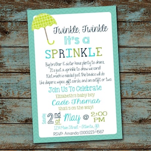 Baby Sprinkle Invitation, Twinkle Twinkle It's a Sprinkle, Baby Boy Shower Invitation Digital File DIY