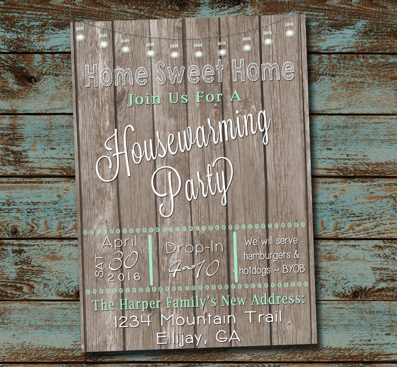 Housewarming Party Invitation Rustic Housewarming Etsy