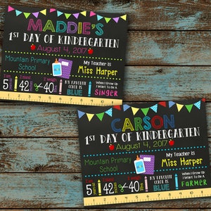 First Day Of School Sign - Printable - First Day of School Chalkboard - Kindergarten Chalkboard poster - 1st day Back to School - Grade