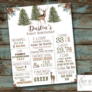 Buck Milestone board, Deer Birthday, Milestone Sign, Boy Milestone Board, Third, Turning One, Digital File, Photo Prop, Buck Birthday, DIY