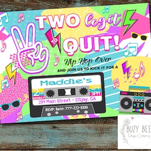 Two Legit To Quit Birthday Invitation, Hip Hop Birthday Party, Retro Birthday, Two Legit Invitation, 80s Birthday, Printable, Digital File