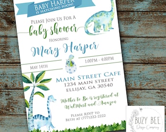 Faire-part de shower de bébé dinosaure, faire-part de bébé dinosaure, bébé est en train d'éclore Invitation de douche, baby shower de rugissement, imprimable, fichier numérique bricolage