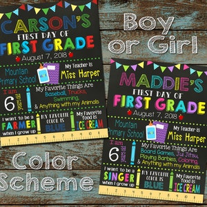 Eerste dag van schoolbord - afdrukbaar - eerste schooldag schoolbord - eerste leerjaar schoolbord - 1e dag terug naar school - elke klas DIY