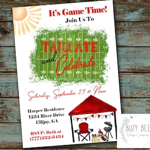 Tailgate and Celebrate Invitation, Football Party, Cookout, Fall Cookout, Housewarming, Football, Football Invitation, Digital File