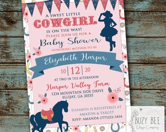 Cowgirl Baby Shower, Cowgirl Invitation, Cowgirl Baby Shower Invitation, Girl Baby Shower, Western Shower Invitation Digital File DIY