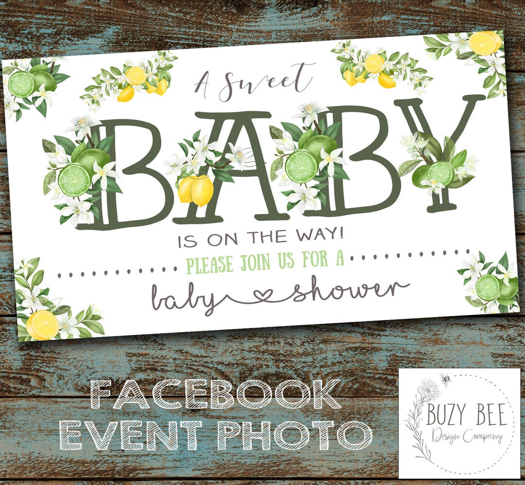Sweet Baby Shower Facebook Event Photo, Lemon, Baby Shower, Greenery, Lime, Gender Neutral, Baby