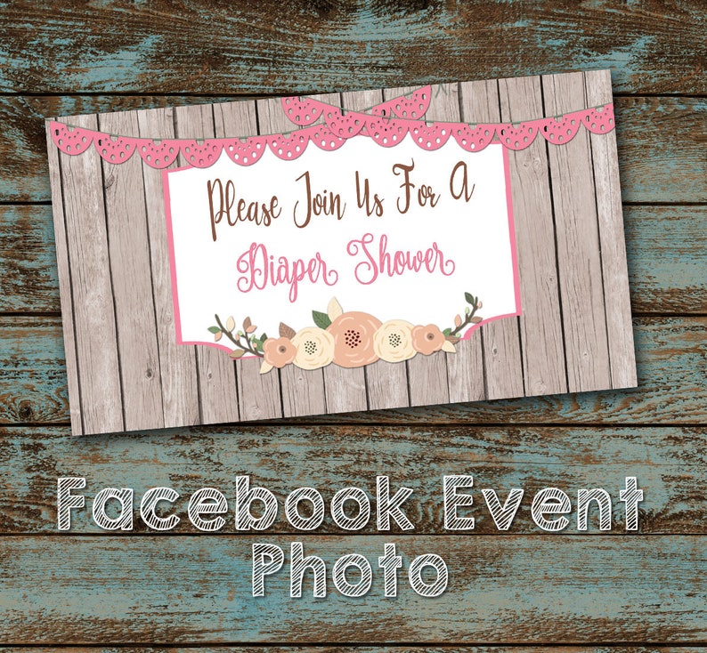 Diaper Shower Facebook Event Header Image Girl Shower Etsy