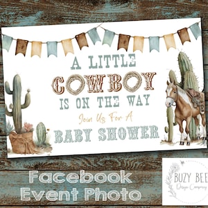 Cowboy Baby Boy Shower Facebook Event Photo, Cowboy,  Baby boy Shower, Horse, Baby Shower Facebook Event Cover, Digital File