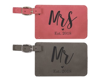 Mr and Mrs, Luggage Tag, His and Hers, Wedding Gift, Personalized Luggage Tag, Travel, Custom Luggage Tag, Bag Tag, Gift --28241-LT01-042