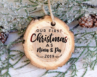 First Christmas as Nana & Pa Personalized  Christmas Ornament, 2019 Christmas Ornament, Custom First Christmas Ornament--10595-OR16-007