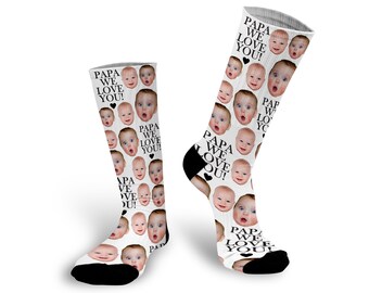 Father's Day Custom Photo Socks, Father's Day Socks, Dad Socks, Personalized Socks, Custom Printed Socks --62199-SOX2-603