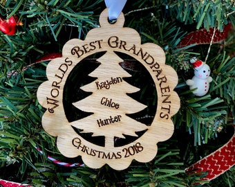 Custom Ornament, Custom Grandparents Ornament, Personalized Christmas Ornament, Custom Engraved Ornament, Christmas Tree Ornament, --6503