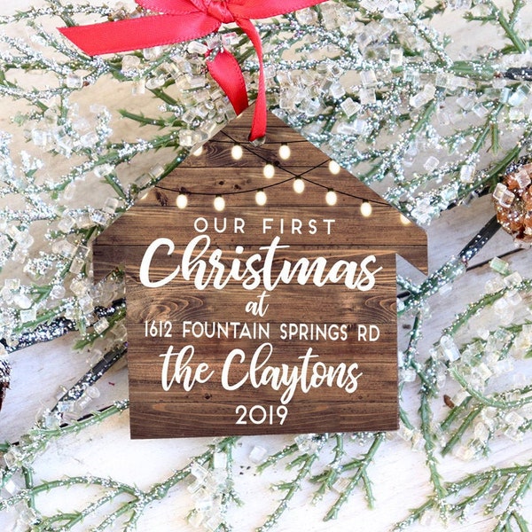 First Christmas in our new home Christmas Ornament, New House Ornament, Personalized Ornament, Housewarming Realtor Gifts --10563-OR93-058