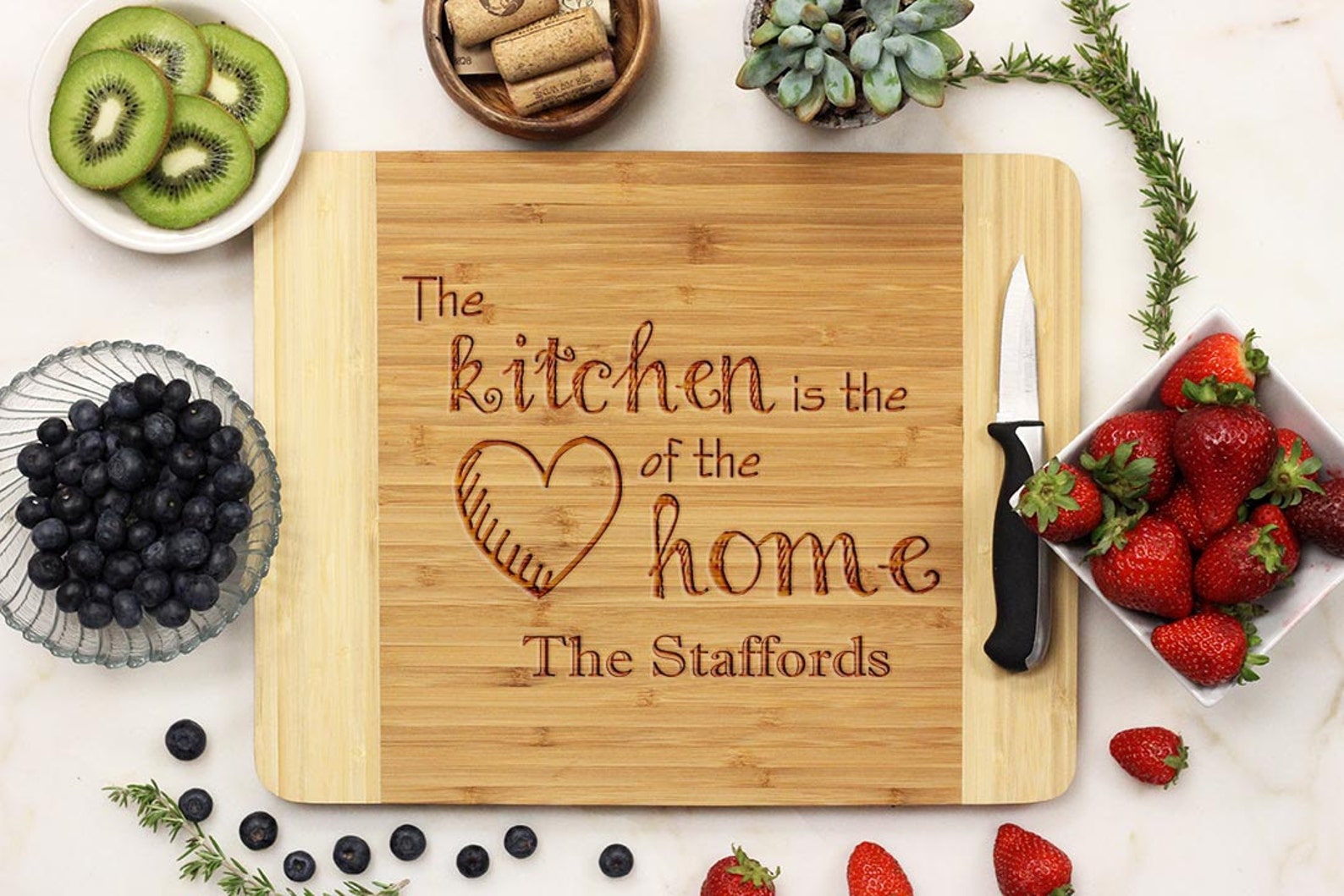 Personalized Cutting Board the Kitchen is the Heart of the Etsy