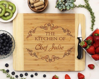 SALE Personalized Cutting board, From The Kitchen of With Scroll Cutting Board, Monogrammed Custom Engraved Bamboo --21069-CUTB-001