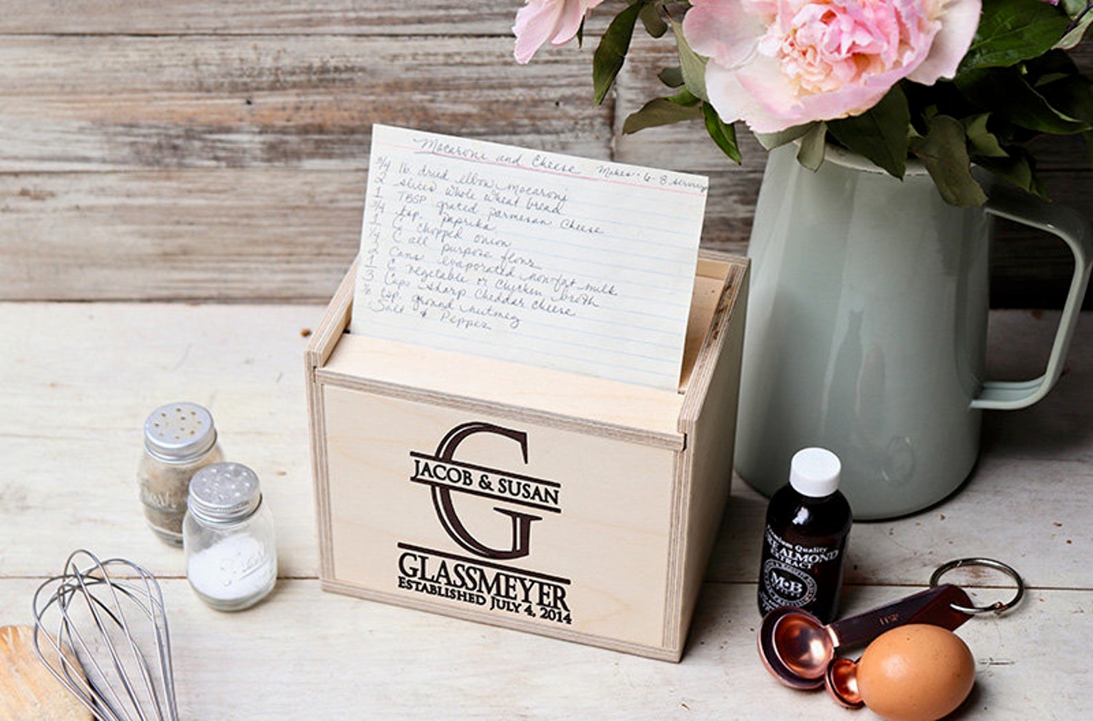 Personalized Recipe Box Engraved Recipe Box Wedding Gift Etsy