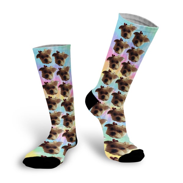 Tie-dye Photo Socks, Pet Socks, Dog Socks, Personalized Socks, Custom Printed Socks, Photo Socks, Custom Socks, Face Socks --62288-LSX4-603