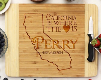 Personalized Cutting Board, Custom Cutting Board, Engraved Cutting Board, Cutting Board, Custom State Design, Wedding gift --21107-CUTB-001