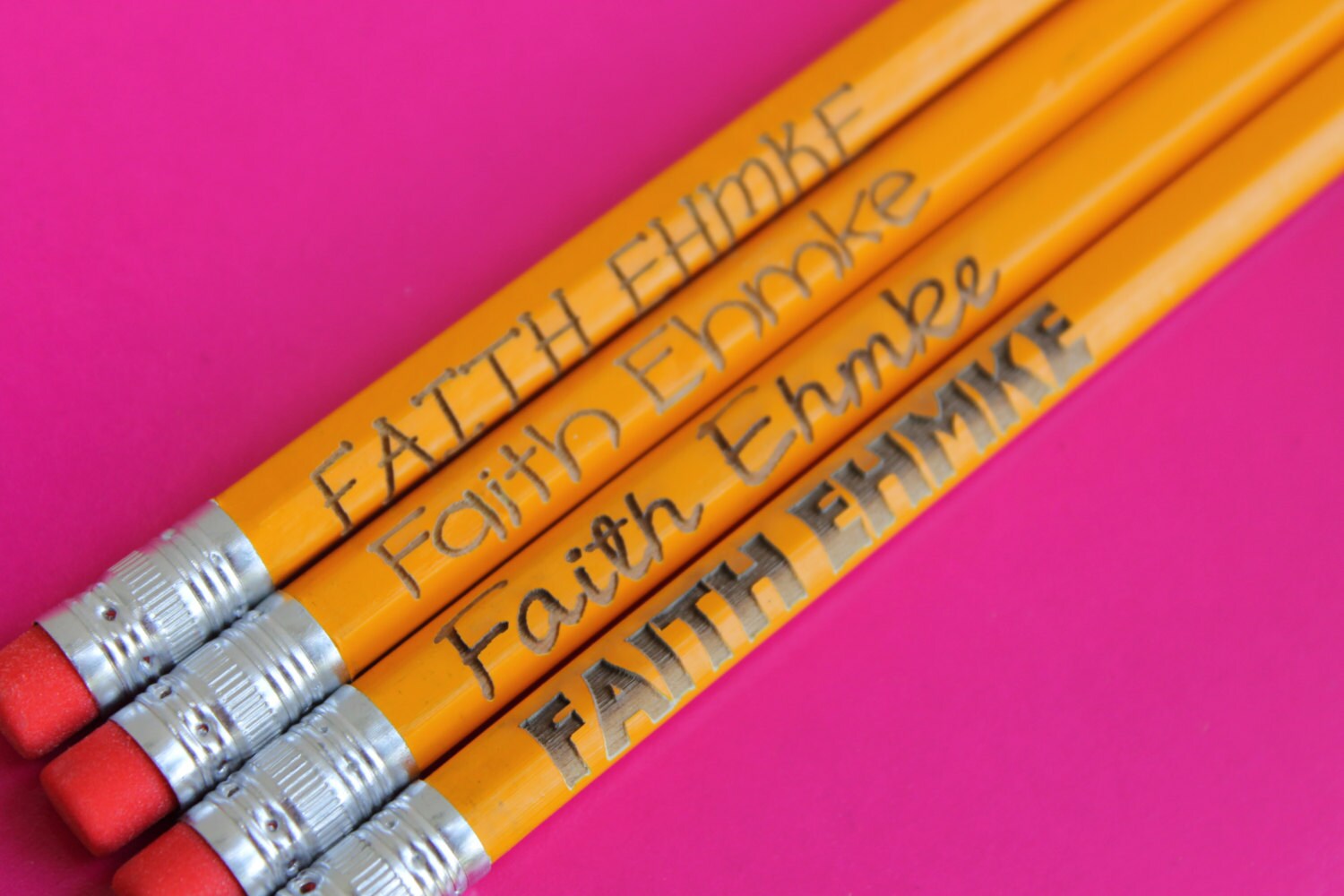 Set of 4 Personalized Pencils Custom Pencils Engraved Etsy