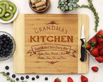 Personalized Cutting Board, Custom Cutting Board, Engraved Cutting Board, Grandma's Kitchen Mother's Day Bamboo --21031-CUTB-001