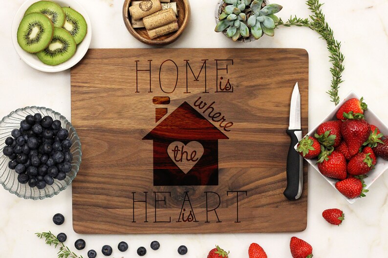 Personalized Cutting board Housewarming Gift Custom Engraved White Oak wood First Home Kitchen Decor Newlywed Gift --21125-CUTB-004