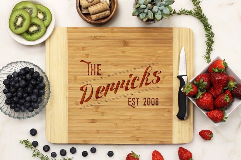Kitchen Decor Housewarming Gift --21118-CUTB-002 Family Name Board Personalized Cutting board Custom Engraved Walnut wood