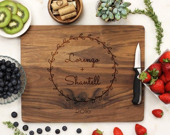 Personalized Cutting board, Custom Engraved Walnut wood, Kitchen Decor, Family Name, Housewrming Gift, Newlywed Gift --21124-CUTB-002