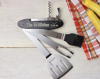 BBQ tool, BBQ Tool Set, Grill Tools, Father's Day gift, The Grillfather Great Dad gift, Barbecue Tool set, Fathers Day gift --21310-BQ15-100